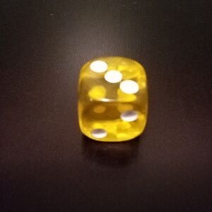 6 Sided Clear Yellow Die for Role Playing Games